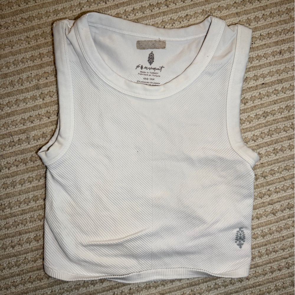 Free People Movement White Ribbed Tank Top XS/S